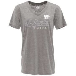 Blue 84 Women's Kansas State Wildcats Faceoff T-Shirt Light Grey