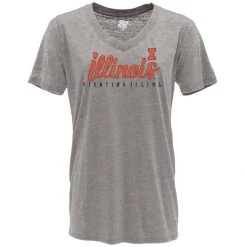 Blue 84 Women's Illinois Fighting Illini Flipbash T-Shirt Light Grey