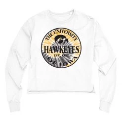 Blue 84 Women's Iowa Hawkeyes Halogen Long Sleeve Crop Top White