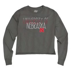 Blue 84 Women's Nebraska Cornhuskers Lotzo Long Sleeve Crop Top Black