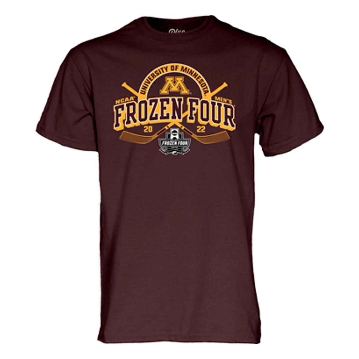 Blue 84 Minnesota Golden Gophers Frozen Four 2022 Hockey Sticks T-Shirt Maroon 2 Blue 84 Minnesota Golden Gophers Frozen Four 2022 Hockey Sticks T-Shirt Maroon - Image 2