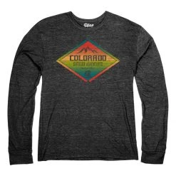 Men's Blue 84 Colorado Mountains Outdoor Adventures Long Sleeve T-Shirt Black