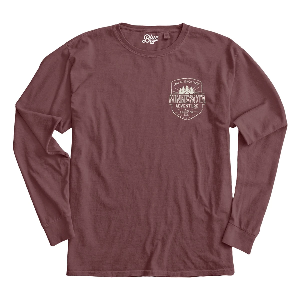 Blue 84 Minnesota Adventure Heatscape Long Sleeve T-Shirt Maroon 1 Blue 84 Minnesota Adventure Heatscape Long Sleeve T-Shirt Maroon