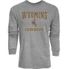 Blue 84 Wyoming Cowboys Quickslant Long Sleeve Shirt Heather Grey
