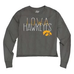 Blue 84 Women's Iowa Hawkeyes Lotzo Long Sleeve Crop Top Black