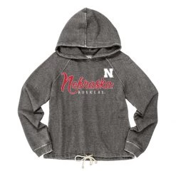 Blue 84 Women's Nebraska Cornhuskers Flipbash Hoodie Charcoal