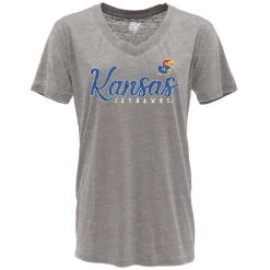 Blue 84 Women's Kansas Jayhawks Flipbash T-Shirt Light Grey