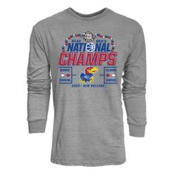 Blue 84 Kansas Jayhawks 2022 NCAA National Champions Bead Long Sleeve Shirt Heather Grey