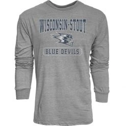 Blue 84 UW-Stout Blue Devils Quickslant Long Sleeve Shirt Heather Grey
