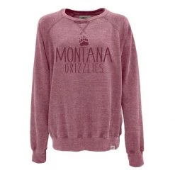 Blue 84 Women's Montana Grizzlies Whammy Crewneck Sweatshirt Cranberry