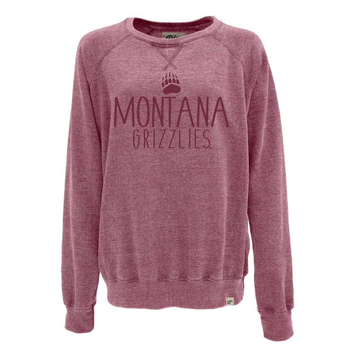 Blue 84 Women's Montana Grizzlies Whammy Crewneck Sweatshirt Cranberry 1 Blue 84 Women's Montana Grizzlies Whammy Crewneck Sweatshirt Cranberry