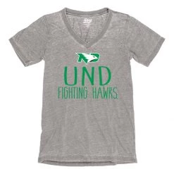 Blue 84 Women's North Dakota Fighting Hawks Whammy T-Shirt Light Grey