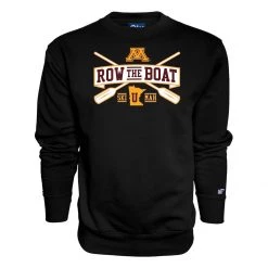 Blue 84 Minnesota Golden Gophers Row The Boat Paddle Crewneck Sweatshirt Black