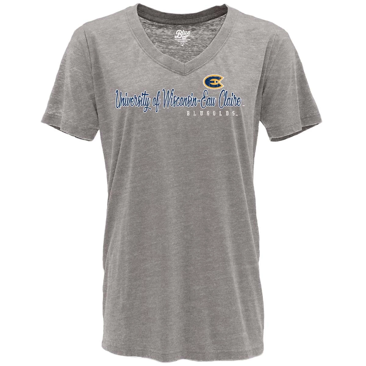 Blue 84 Women's UW-Eau Claire Blugolds Flipbash T-Shirt Light Grey 1 Blue 84 Women's UW-Eau Claire Blugolds Flipbash T-Shirt Light Grey
